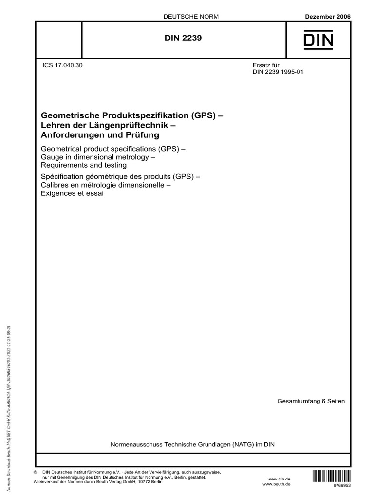 DIN 2239 Lehren Der Längenprüftechnik - 2006-12 | PDF