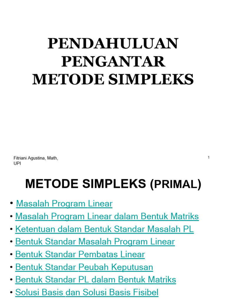 Metode Simpleks dalam Program Linear | PDF