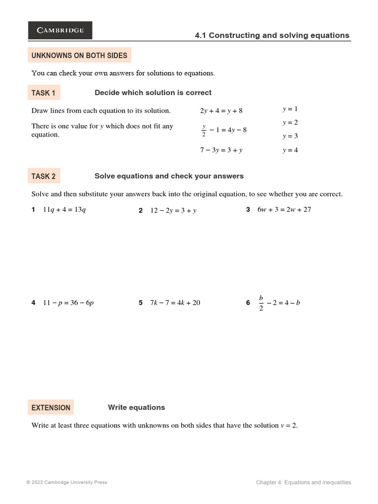 Unknowns On Both Sides | PDF