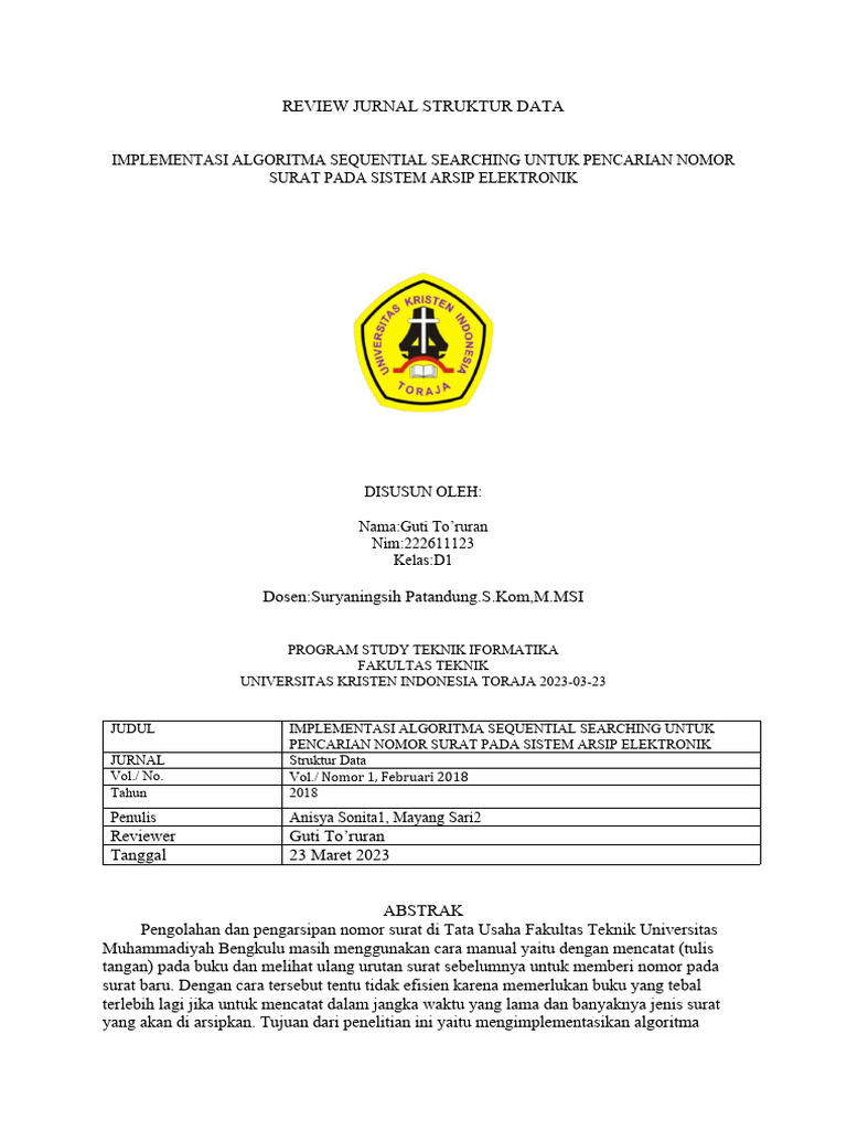 Review Jurnal Struktur Data | PDF | Komputer