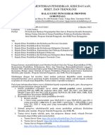 Surat Edaran Instrumen Pemetaan Kombel Ke Dinas Pendidikan - Provinsi Gorontalo