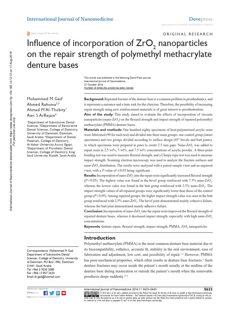 Repair PDF Poly(Methyl Methacrylate) Dentures