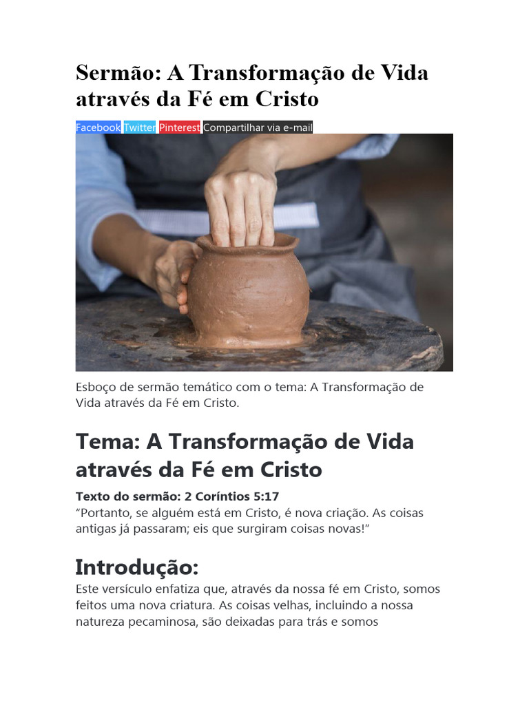 A Transformação De Vida Através Da Fé Em Cristo Pdf