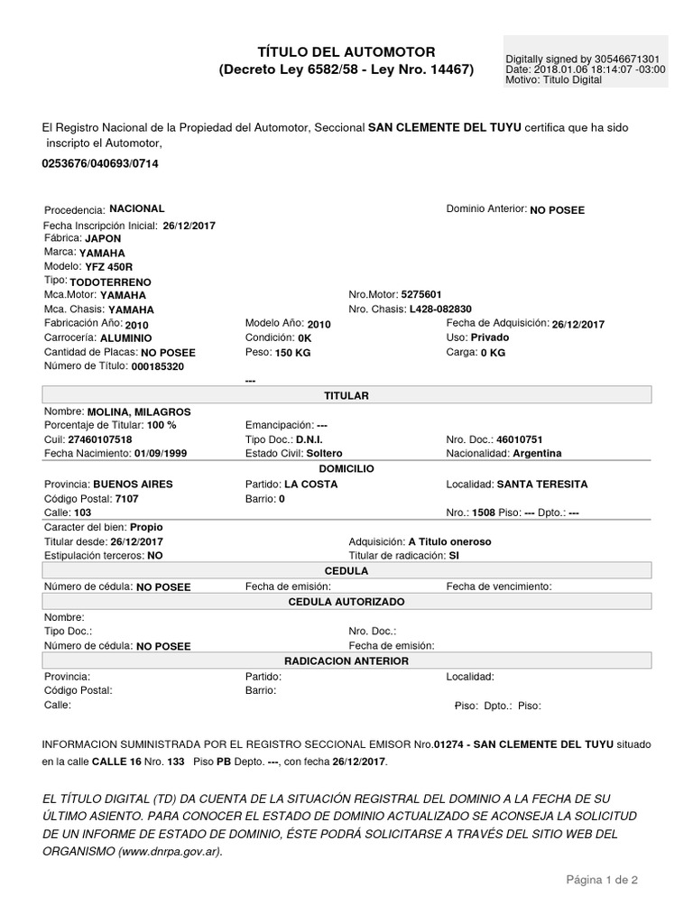 T tulo del automotor decreto ley 6582 58 ley nro 14467 pdf