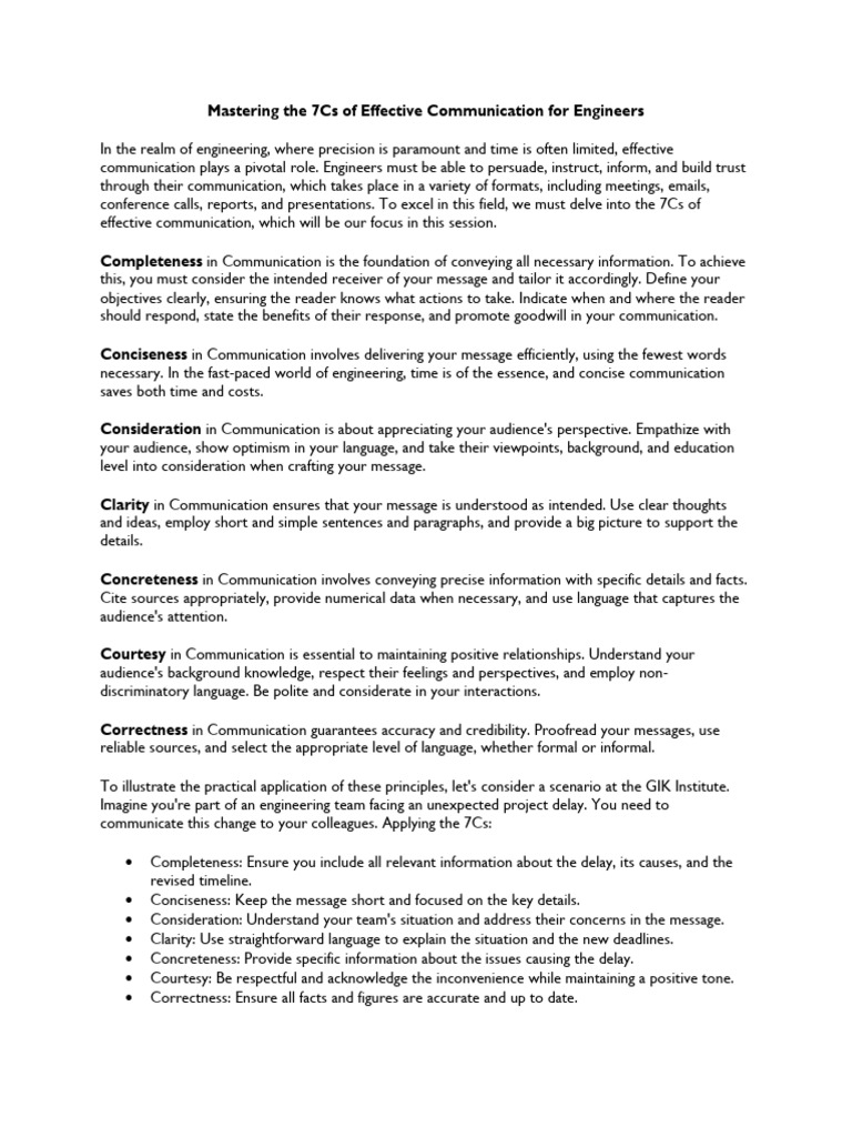 7Cs of Effective Communication For Engineers | PDF | Communication ...