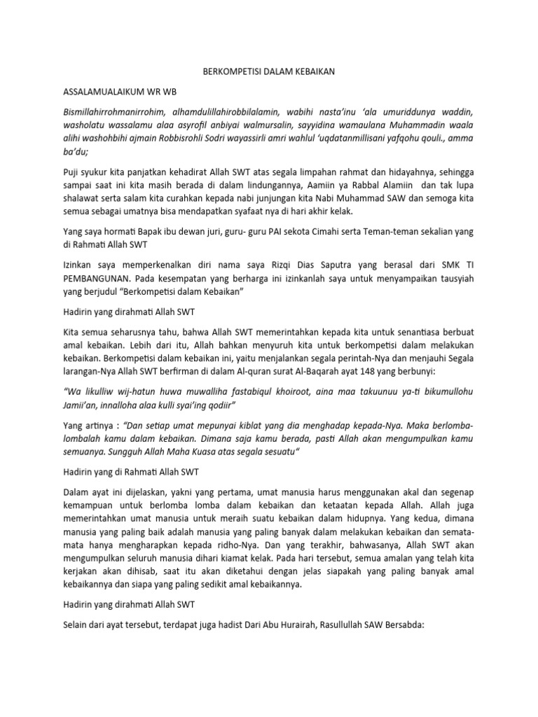 PIDATO BERKOMPETISI DaLAM KEBAIKAN New PDF