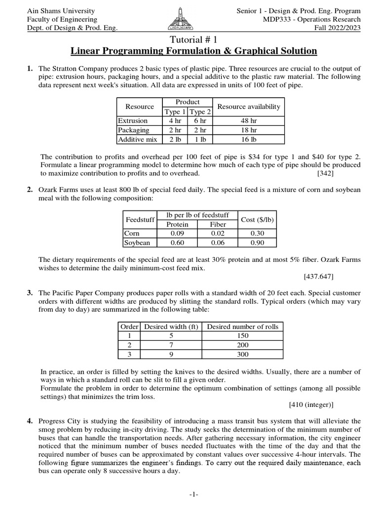 Tutorial 1 Pdf Mathematical Optimization Profit Economics