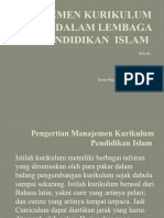 Manajemen Kurikulum Dalam Lembaga Pendidikan Islam