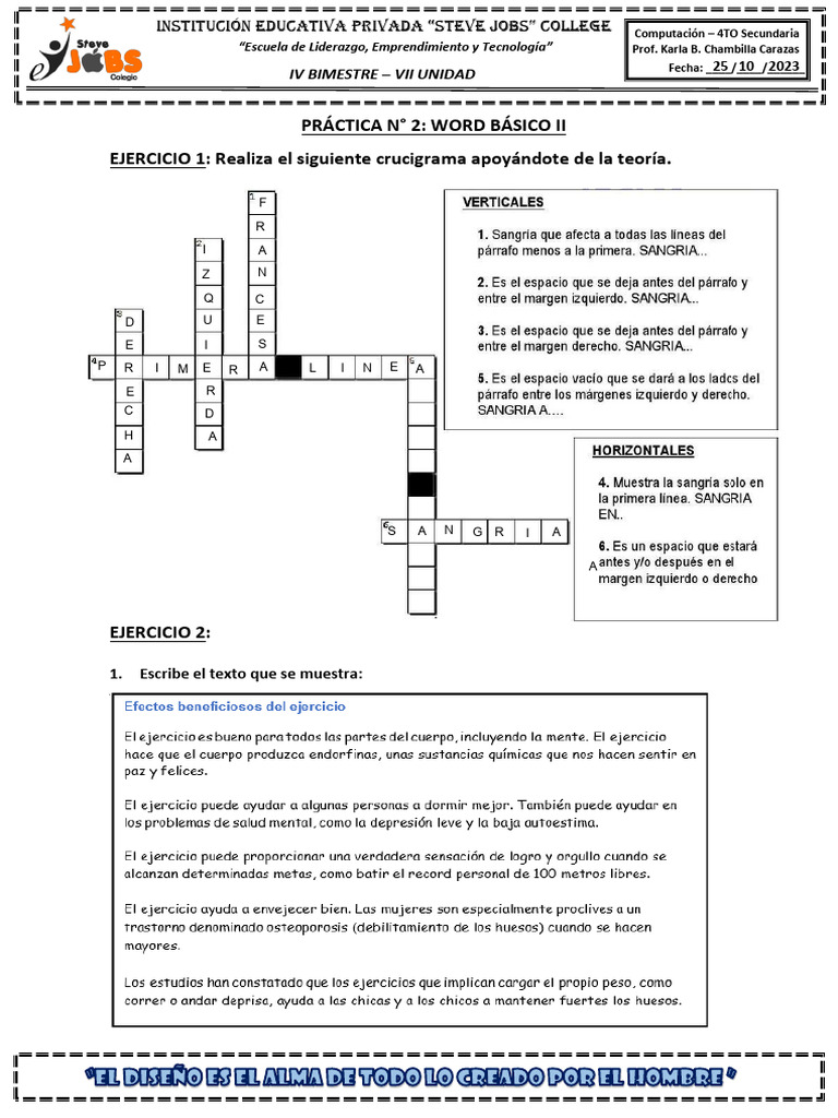 Practica Word Basico 25 - 10 - 23 | PDF