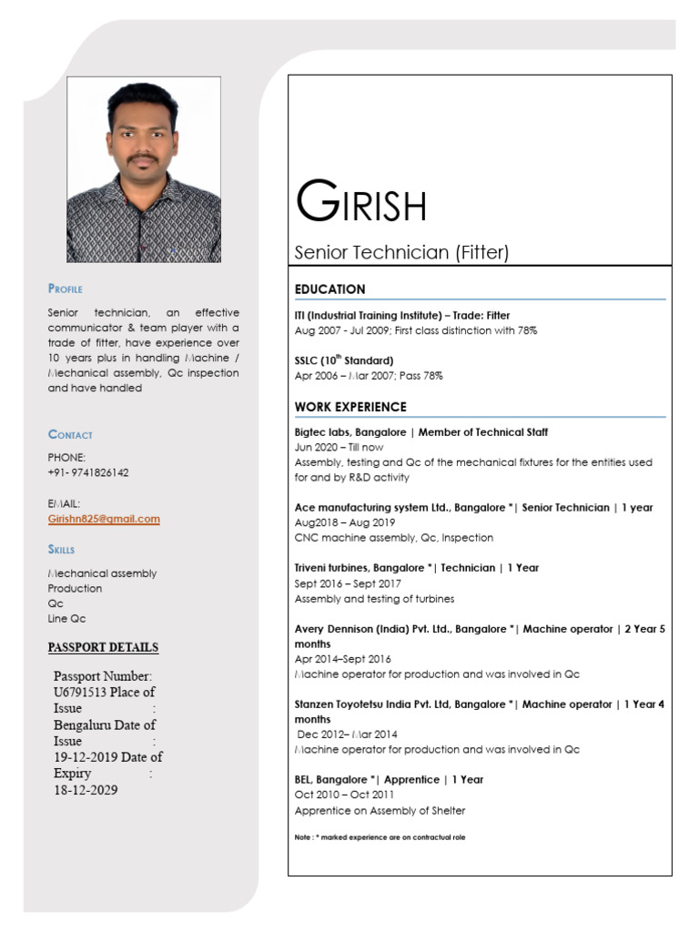 Girish N CV | Download Free PDF | Secondary Sector Of The Economy