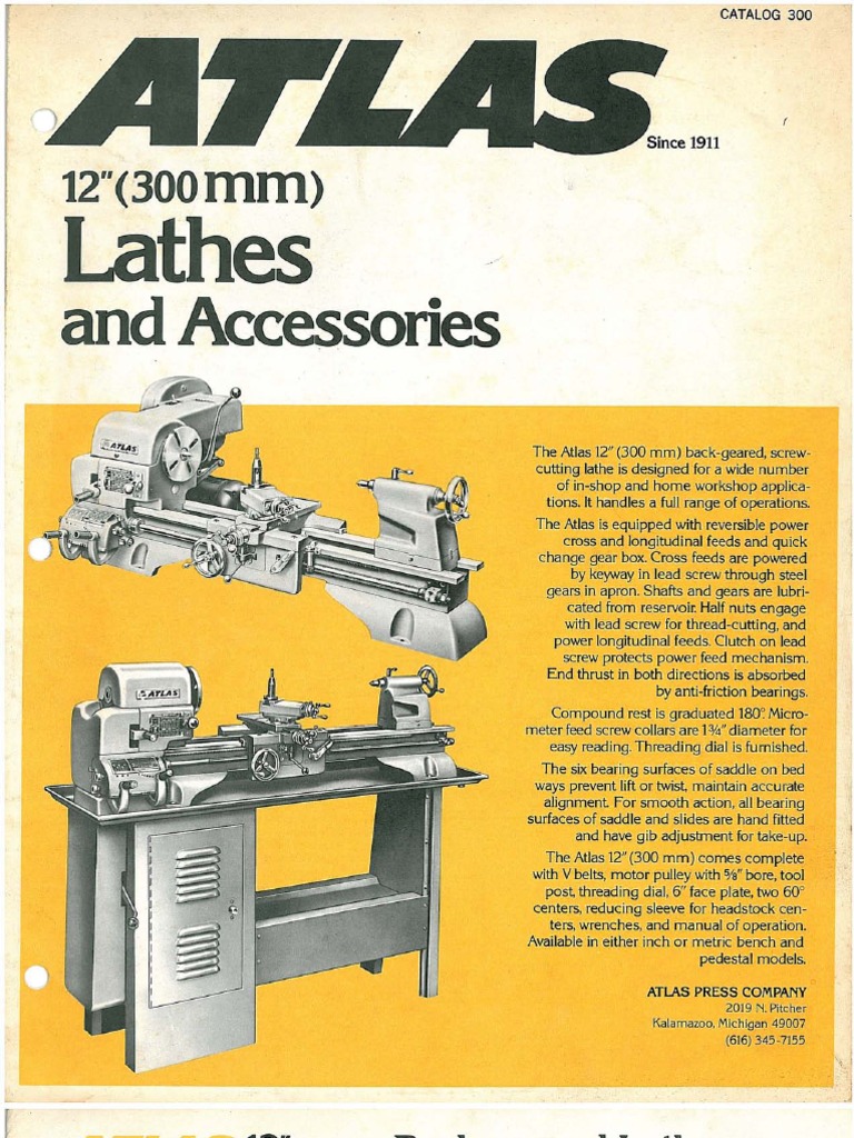 Atlas 1236 Lathe Catalog
