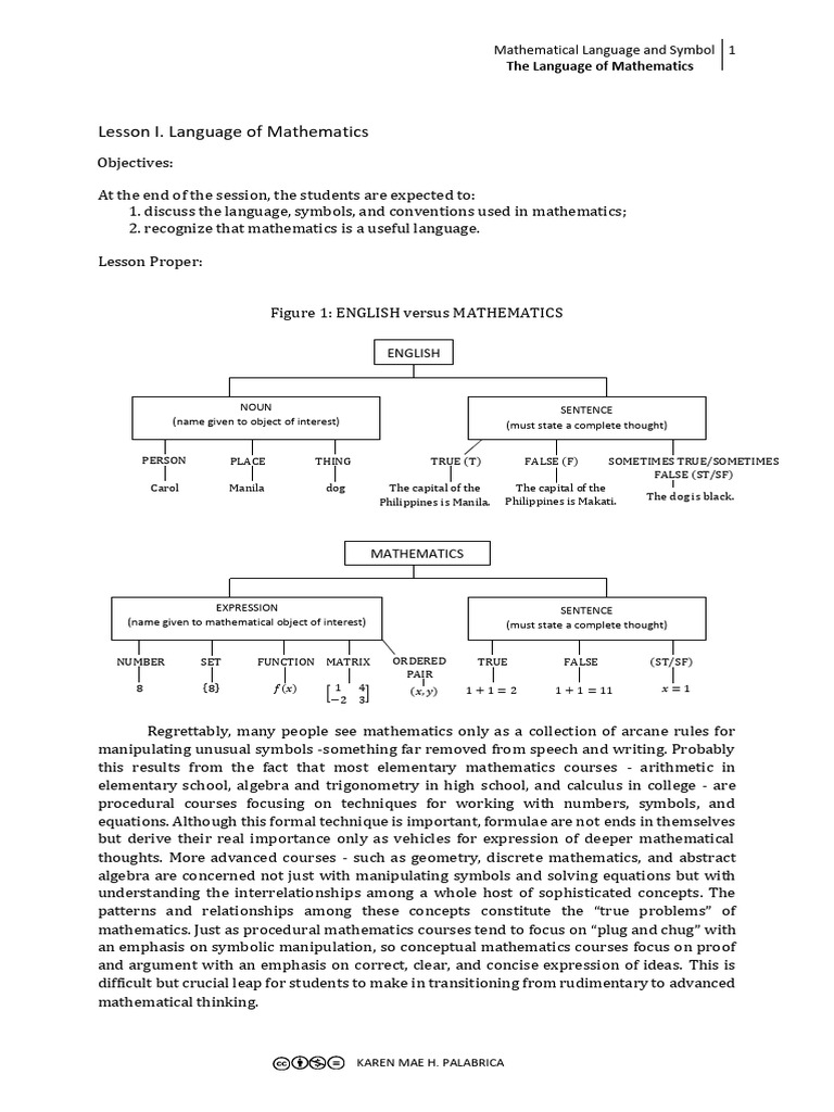 Mathematical Language and Symbols Part 11 1 PDF