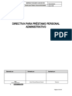 Proyecto Directiva Préstamos Personales Administrativos