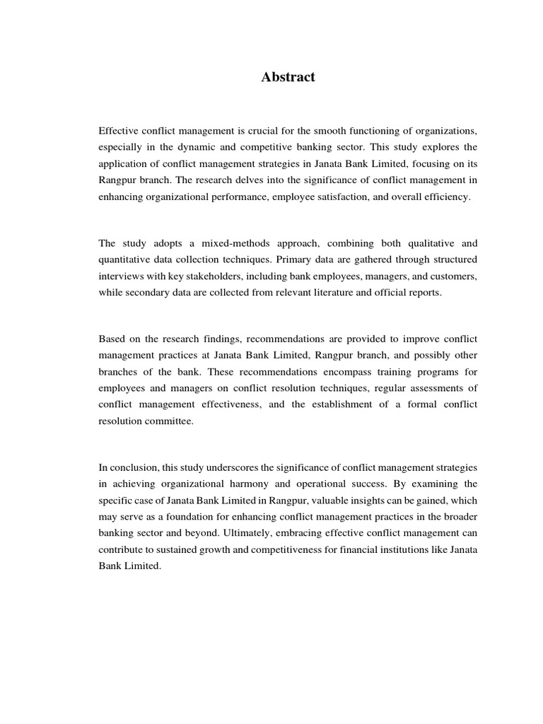 Conflict Management in Janata Bank | PDF