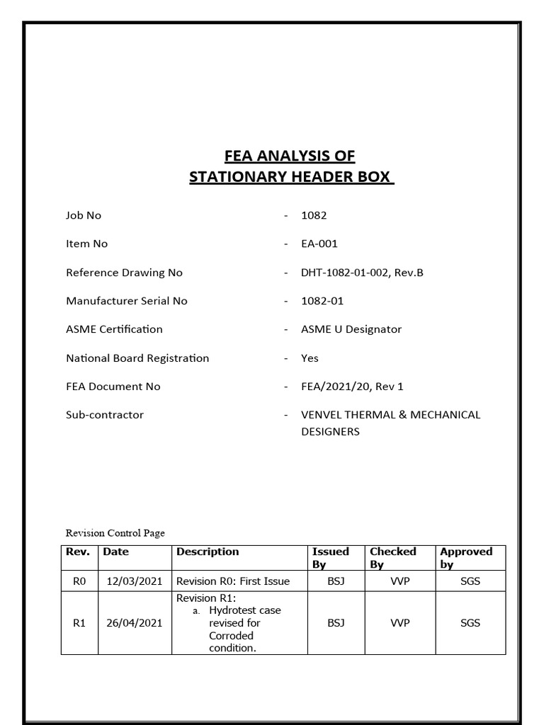 FEA Analysis of Header Box Design | PDF | Strength Of Materials ...