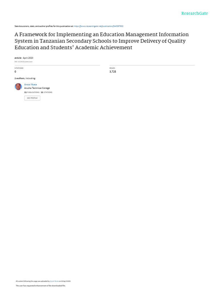 A Framework For Implementing An Education Management Information System ...