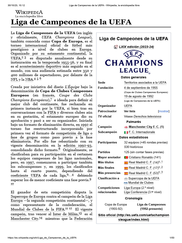 Liga de Campeones de La UEFA | PDF | Liga de Campeones de la UEFA | A.C.  Milan, image size:768x1024