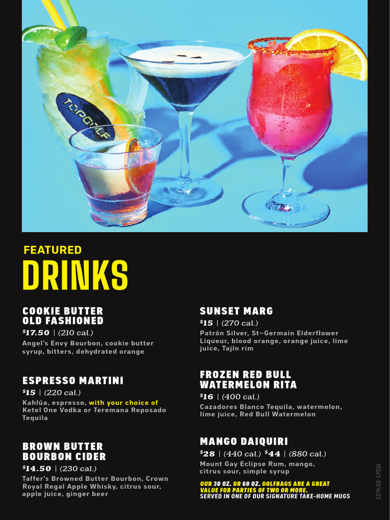 Topgolf Menu LasVegas PDF Hamburgers Anheuser Busch Brands