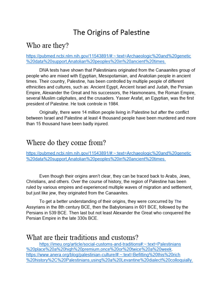 Palestinian Origins & Culture | PDF | Palestine (Region) | Middle East