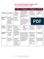 Co-Op Policies Price List