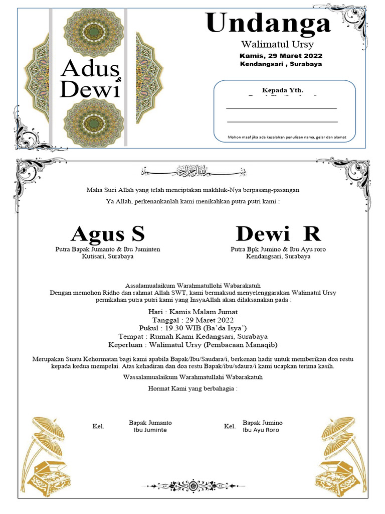 Undangan Pernikahan Siap Edit Word Warna 2 Kanalmu Pdf
