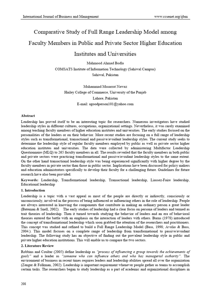 Leadership Styles in Higher Education | PDF | Career & Growth | Science ...