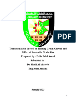Transformation in Steel On Heating Grain Growth and Effect of Austenitic Grain Size
