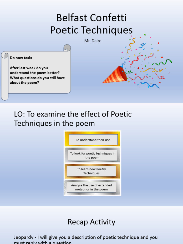 Belfast Confetti Poetic Techniques PDF