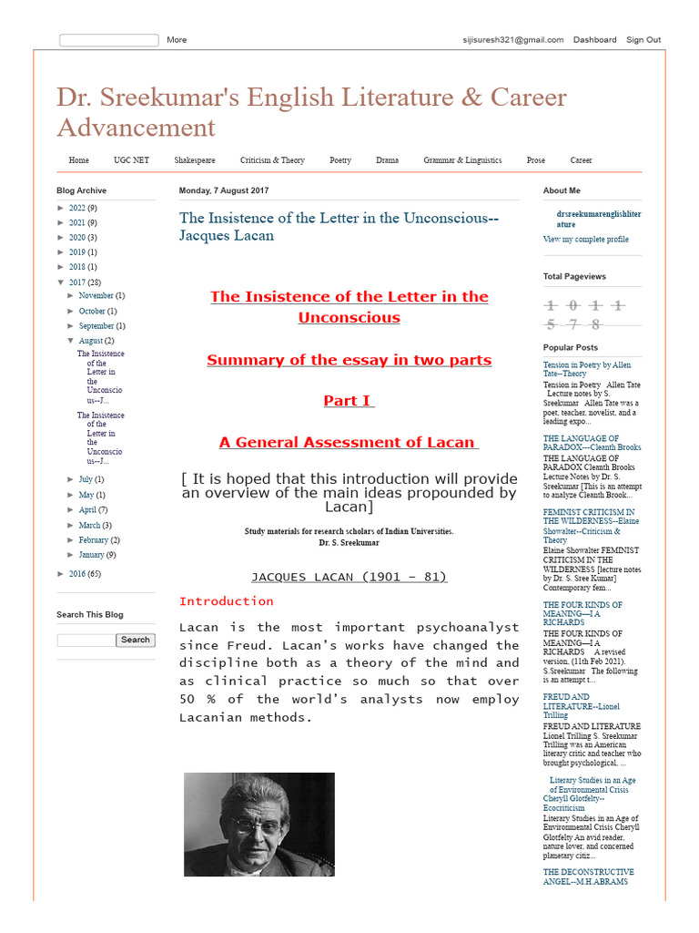 Dr sreekumar s english literature career advancement the