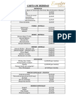 Carta de Bebidas - Eventos en Restaurante 2022