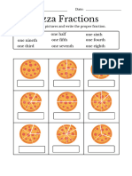 Orange White Illustrative Pizza Fraction Activity Worksheet