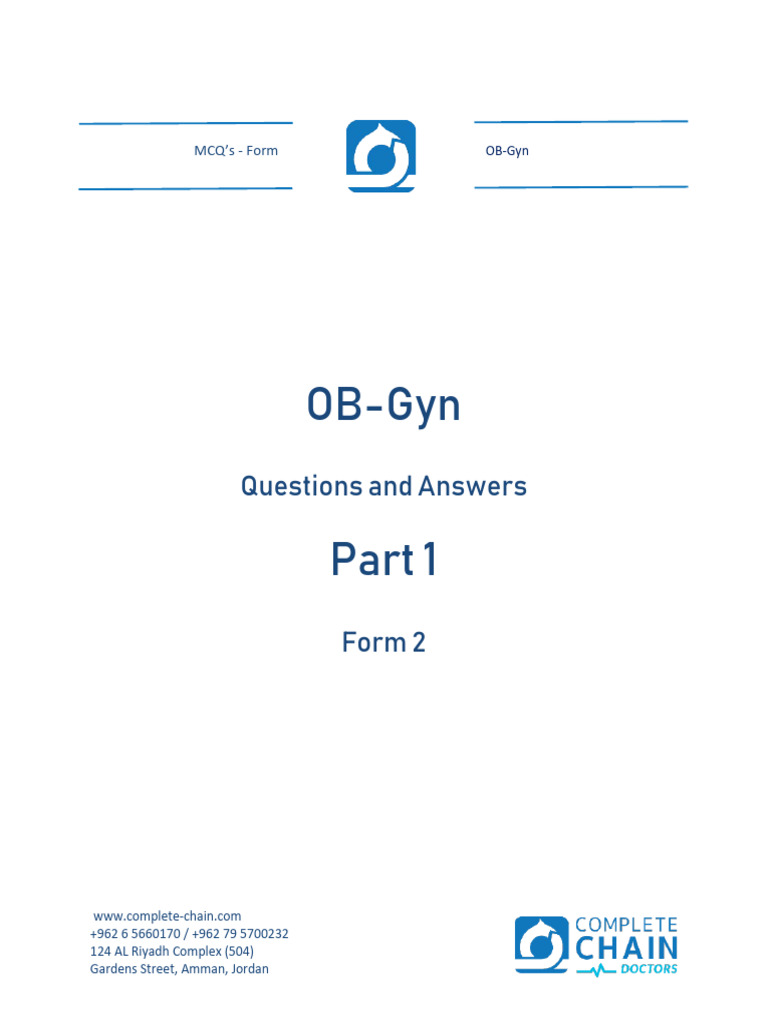 OB-Gyn MCQs and Answers Part 1 | PDF
