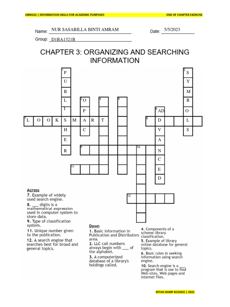 Obm101 CrosswordsChapter 3 PDF