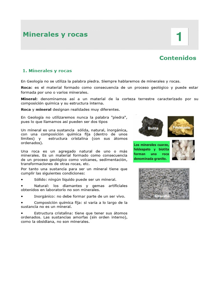 Minerales y Rocas (Evaluación) para Estudiantes | PDF | Roca (geología ...