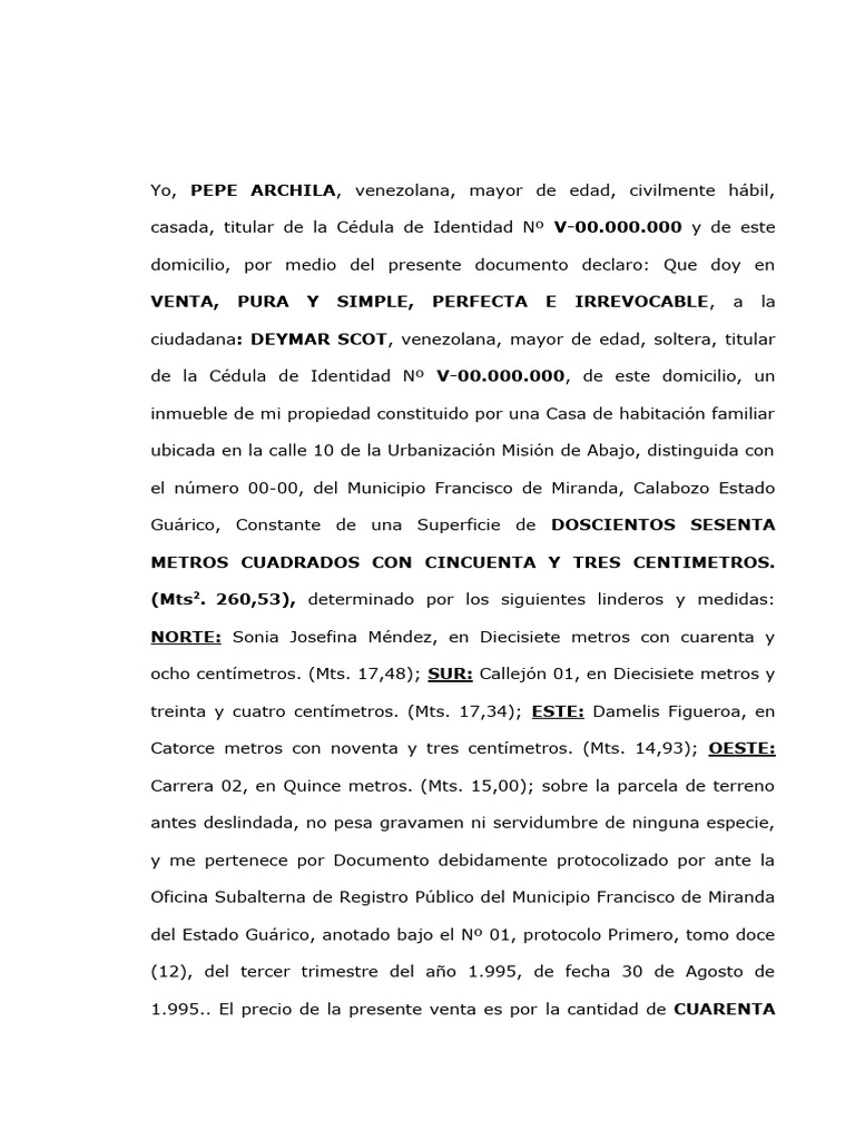 Compra Venta De Inmueble Pdf