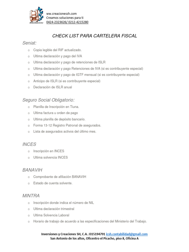 Fiscalizacion Check List de Cartelera Fiscal 1 | PDF