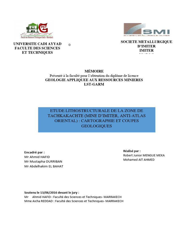 Étude lithostructurale mine d'Imiter | PDF | Argent | Grès
