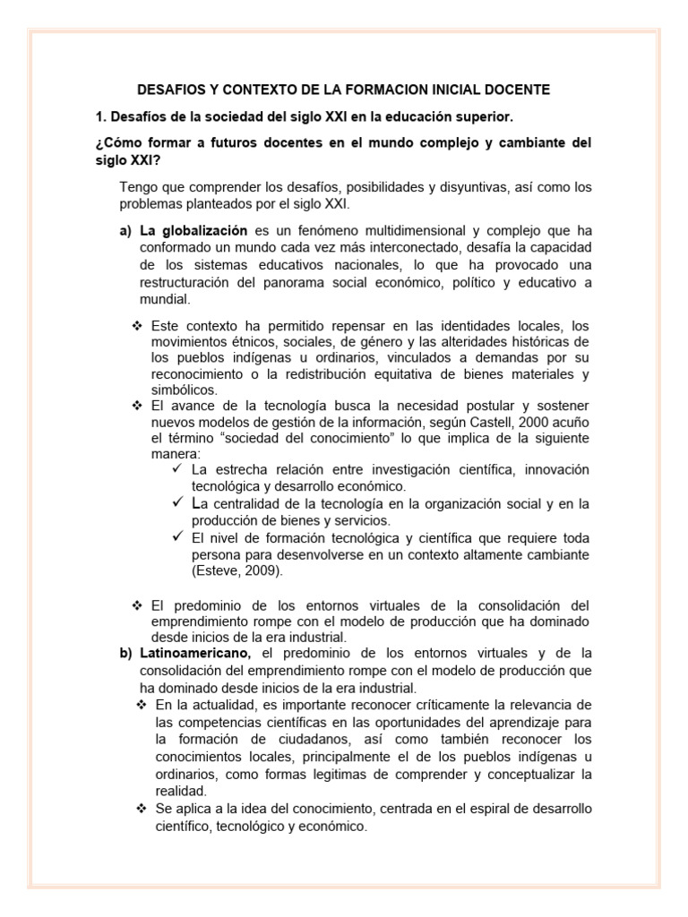 Desafios y Contexto de La Formacion Inicial Docente | PDF