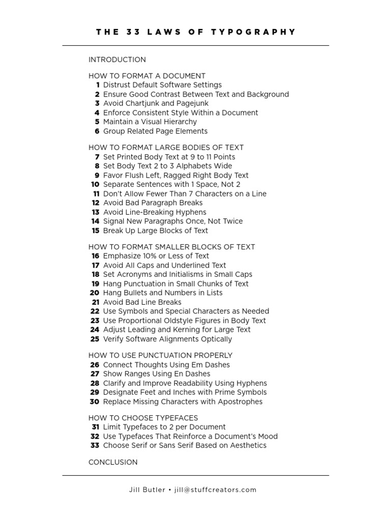 33 Laws Typography Outline | PDF