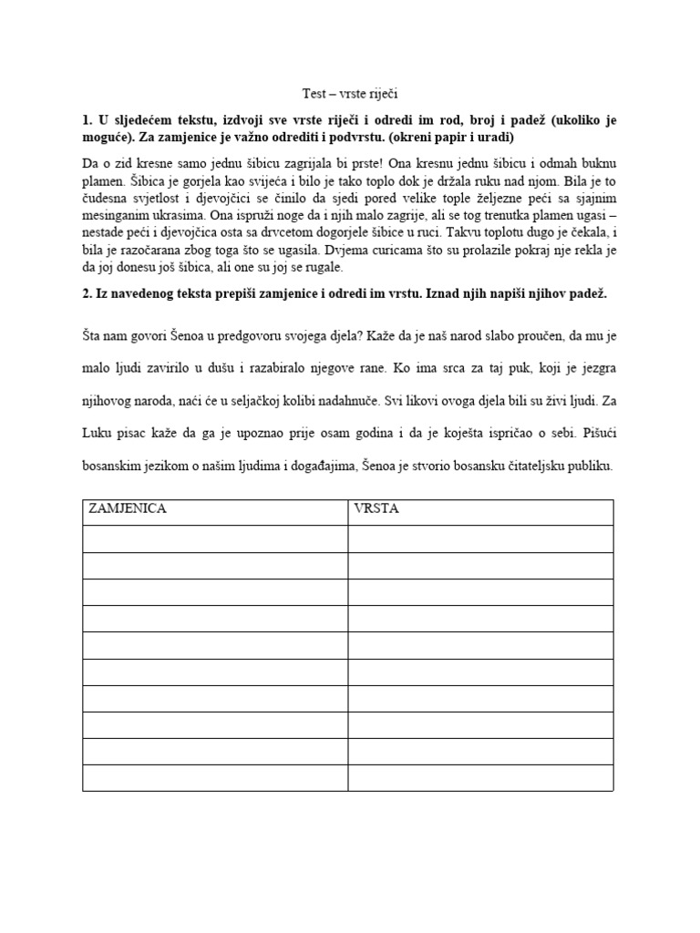Test Pravopis I Gramatika Bosanskog Jezika | PDF