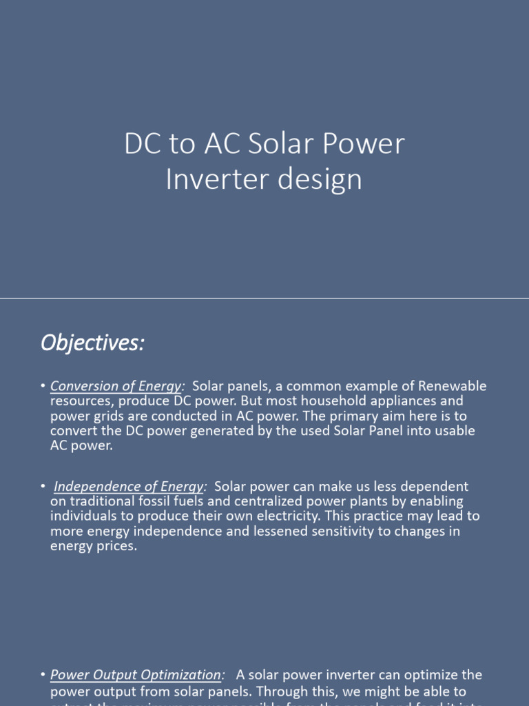 Solar Power Inverter Design Overview | PDF | Power Inverter | Photovoltaics
