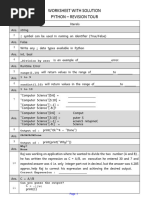 Worksheet With Solution Python - Revision Tour: Range (1,10)