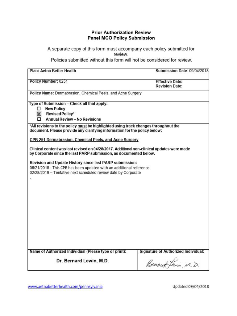 Aetna Policy on Acne Surgery and Treatments | PDF | Scar | Evidence ...