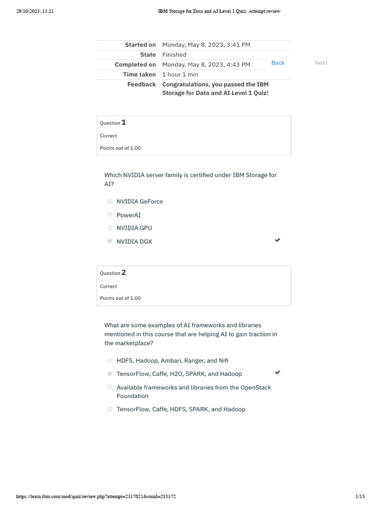 IBM Storage for Data and AI Quiz Review | PDF