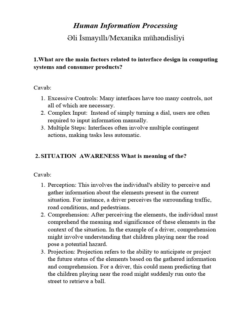 Human Information Processing Suallar | PDF | Information | Attention
