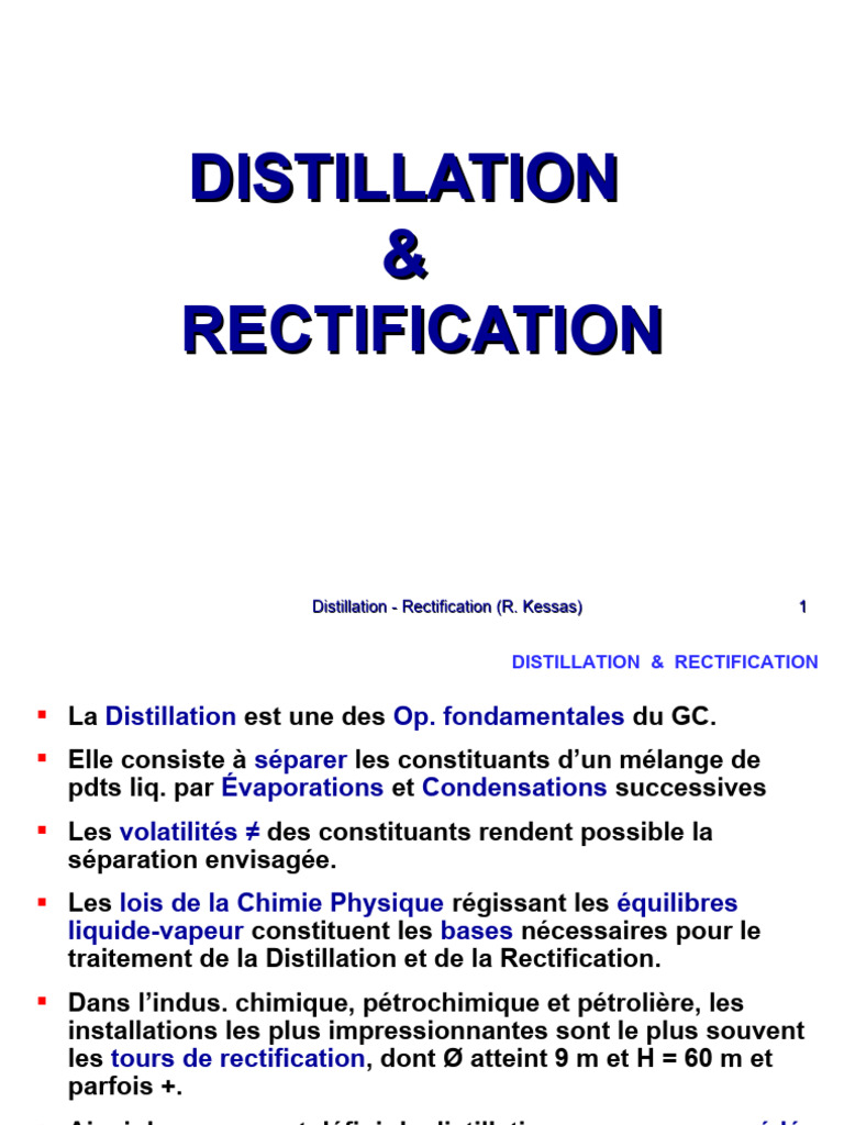Cours sur la Distillation et Rectification | PDF | Maison et jardin ...