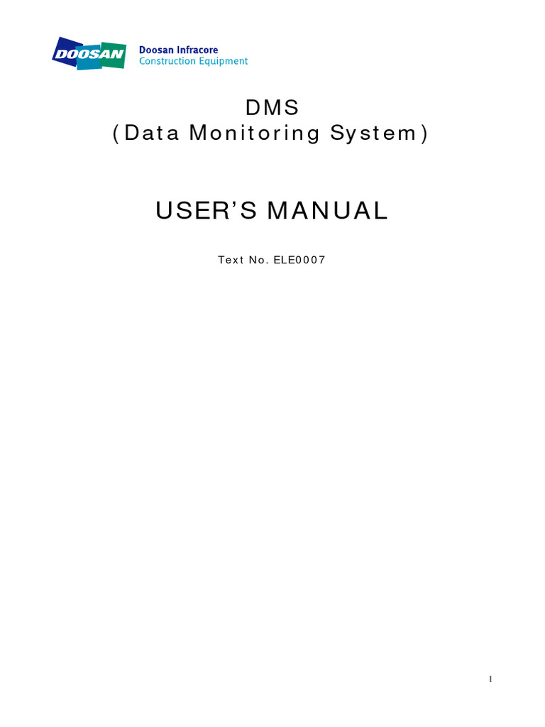 DMS User Manual for Excavator Monitoring | PDF | Throttle | Switch