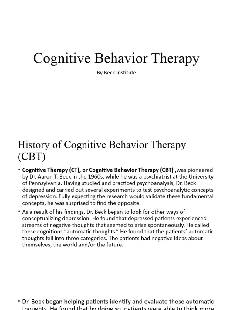 History and Principles of CBT | PDF | Psychotherapy | Cognitive Therapy