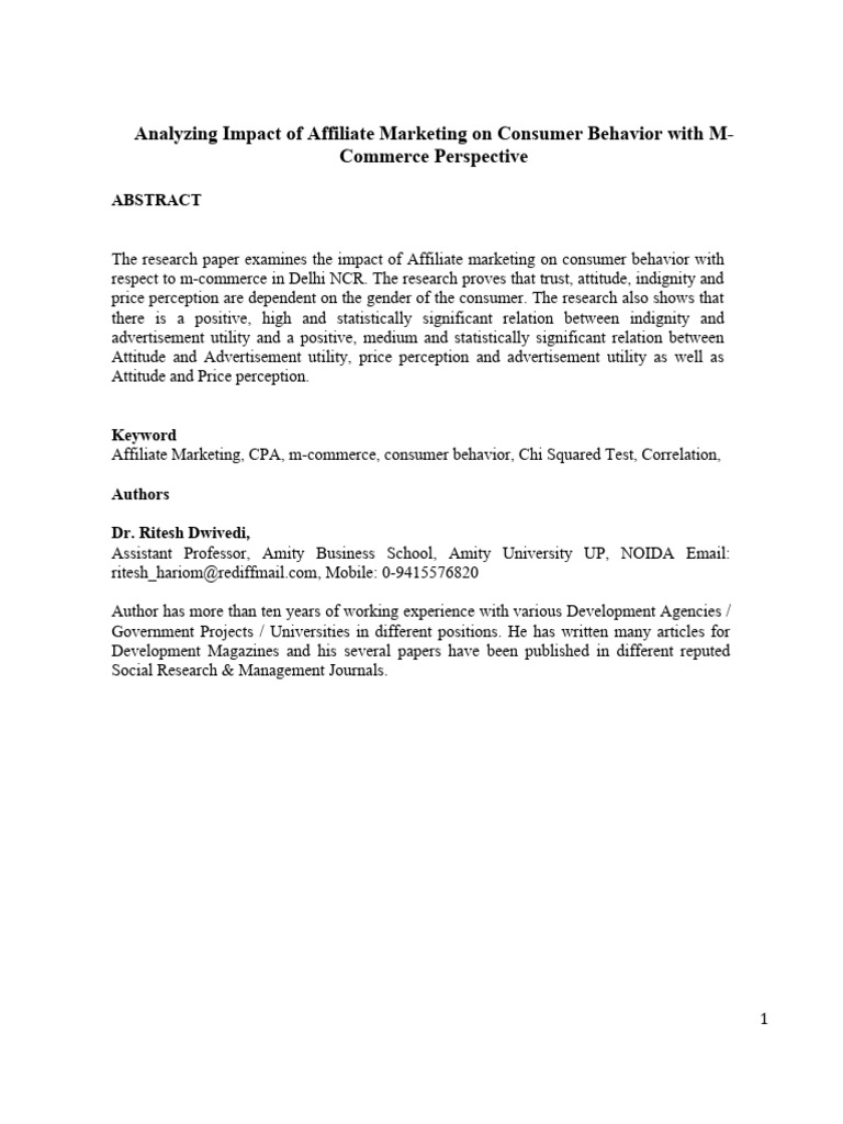 Paper Affiliate Marketing Pdf