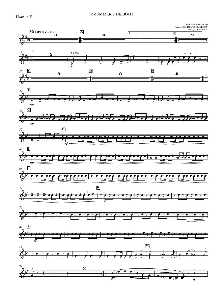 DRUMMER S DELIGHT Banda Horn In F 1 PDF